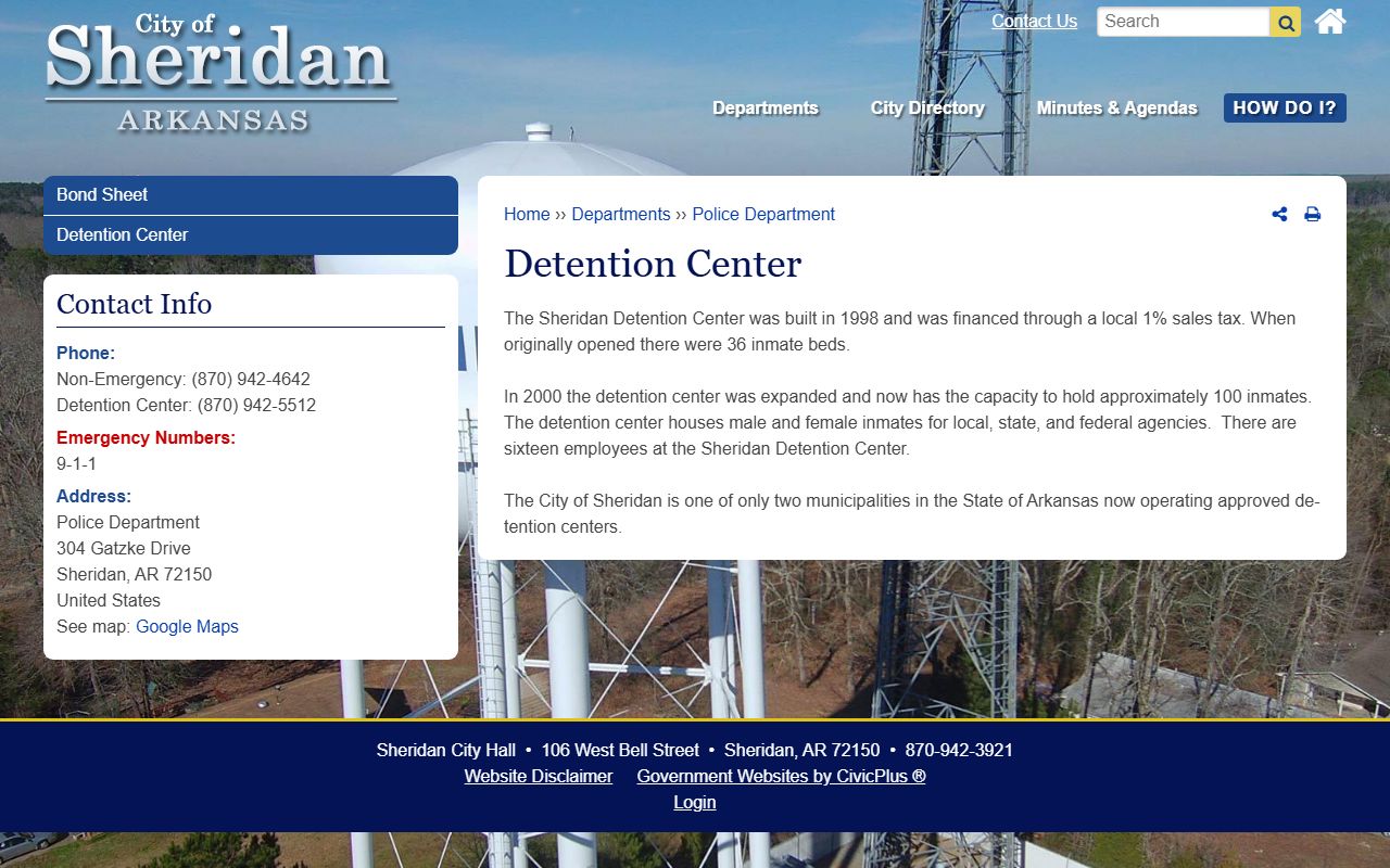Sheridan Detention Center Grant County inmate custody information